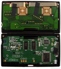 Inside. Nec controller and memory chips on the bottom card, 2 LCD controllers on the top one.